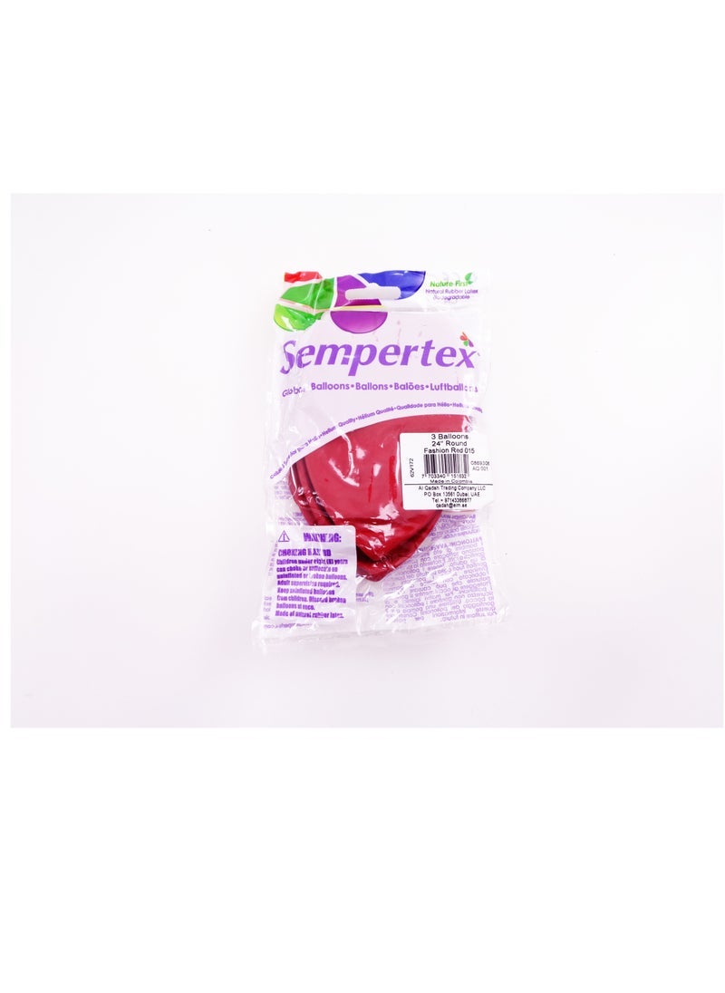 سيمبرتكس 3 قطع ، بالونات دائرية مقاس 24 بوصة ، أحمر ، بالونات لاتكس - Image 2
