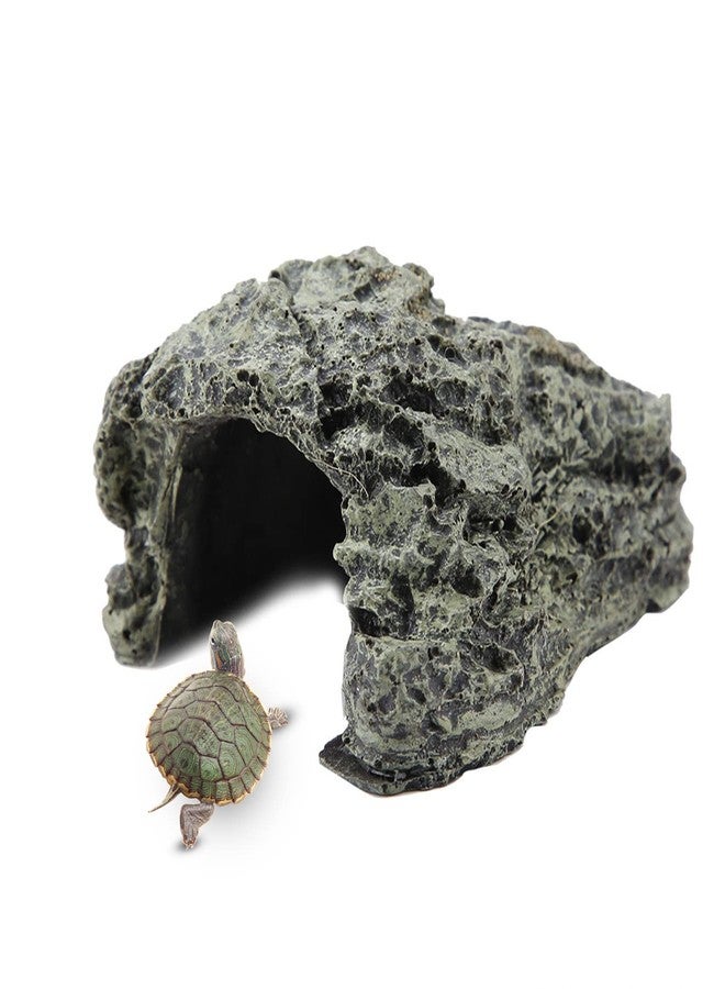 مخبأ أسماك سيسي جلو، مكان مثالي لتشمس السلاحف والزواحف في أحواض السمك، كهف للزواحف لتزيين التيراريوم، محاكاة عالية (كهف سلحفاة صغير) - Image 1