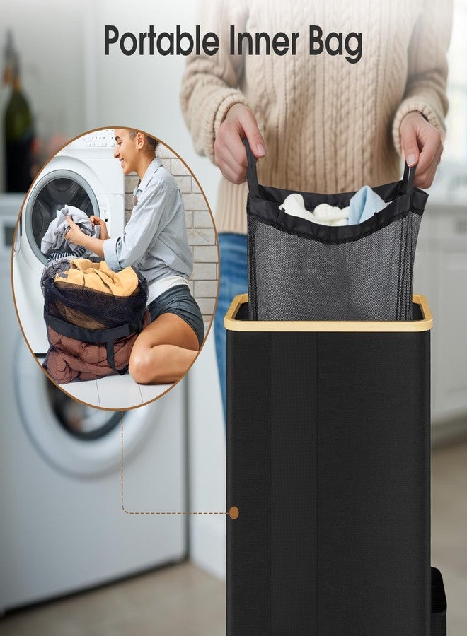 SpaceTrove Laundry Basket Clothes Hamper with Lid and Removable Bag Large Collapsible Laundry Baskets with Handle, Freestanding Hampers for Bedroom Aesthetic, Dorm, Bathroom, Laundry Room 100L (Black) - Image 5