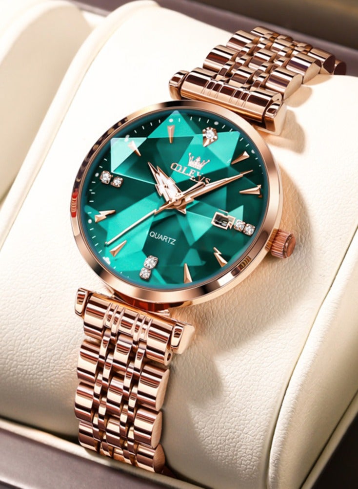 OLEVS 5536 Women's Watch High Quality Elegant Jewelry Design 30M Waterproof Quartz Watch Luxury Rose Gold Women's Watch - Image 1