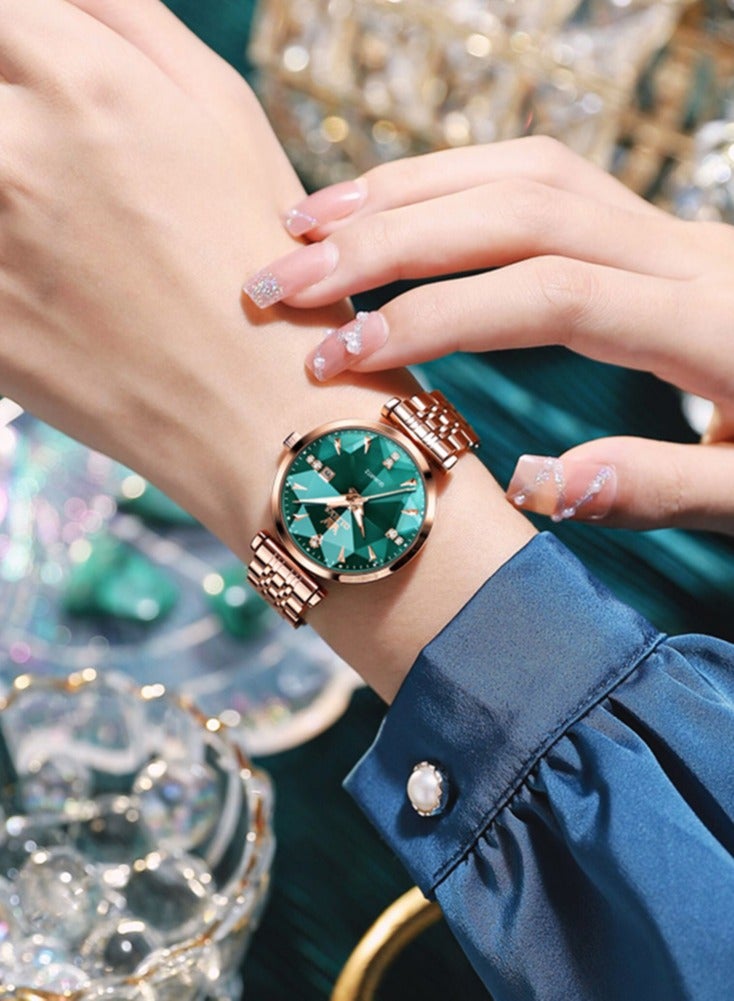 OLEVS 5536 Women's Watch High Quality Elegant Jewelry Design 30M Waterproof Quartz Watch Luxury Rose Gold Women's Watch - Image 3