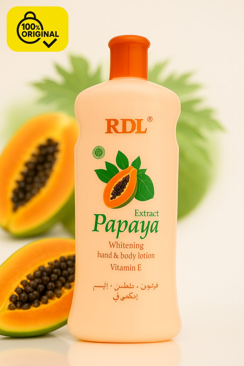 RDL Papaya Whitening Hand and Body Lotion with Vitamin E 600ml Moisturizing Nourishing Brightening Skincare for Dry and Dull Skin 