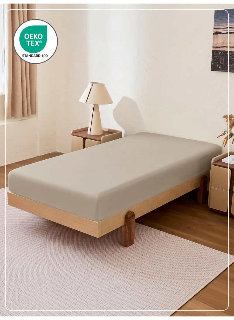 Donetella Fog 1 Pcs Single Fitted Sheet 90x200 cm | OEKO-TEX Certified Brushed Microfiber Deep Pocket Sheet with All Around Elastic | Ultra Soft, Wrinkle Resistant, Easy Care, Safe for Sensitive Skin  | Best Price UAE