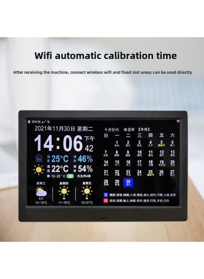 7 Inch/10.1/15.4 Inch Wifi Electronic Perpetual Calendar Time Clock With Temperature And Humidity Display Weather Forecast-Color:10.1-inch White - Image 3