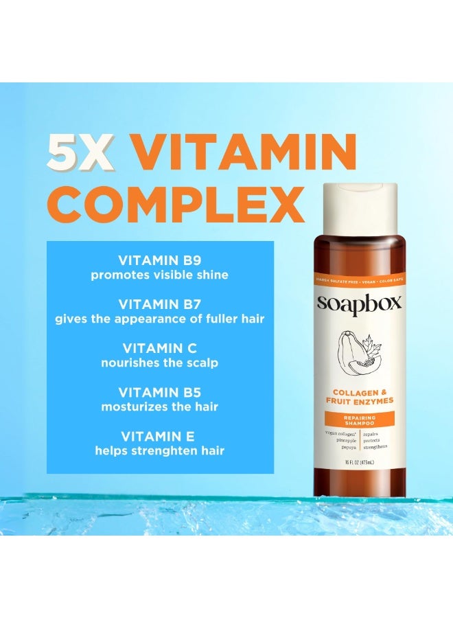 Soapbox Collagen & Fruit Enzymes Repairing Shampoo – Strengthen & Restore Damaged Hair – 473ml - Image 4