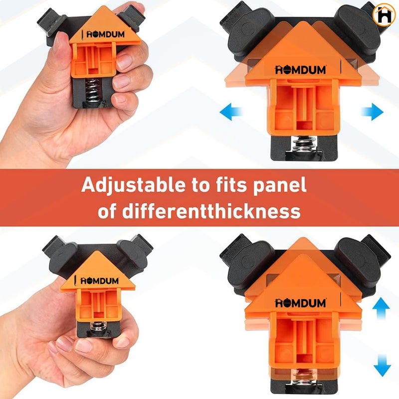 Homdum مشابك الزاوية 90 درجة 4 عبوات لتصنيع الخشب مشابك الزاوية اليمنى لإطارات الصور، الأثاث، صناعة الخزائن مشبك الزاوية السريع ذو الزنبرك - Image 4