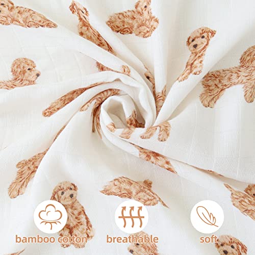 LifeTree Baby Swaddle Blankets Dog 70 Viscose from Bamboo and 30 Cotton Muslin Swaddle Blankets Boys Girls Swaddling Wrap Receiving Blanket for Newborn Large 47 x 47 Poodle Puppy - Image 3