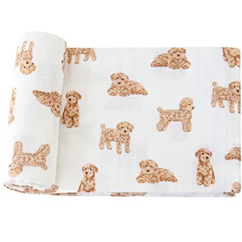 LifeTree Baby Swaddle Blankets Dog 70 Viscose from Bamboo and 30 Cotton Muslin Swaddle Blankets Boys Girls Swaddling Wrap Receiving Blanket for Newborn Large 47 x 47 Poodle Puppy - Image 1