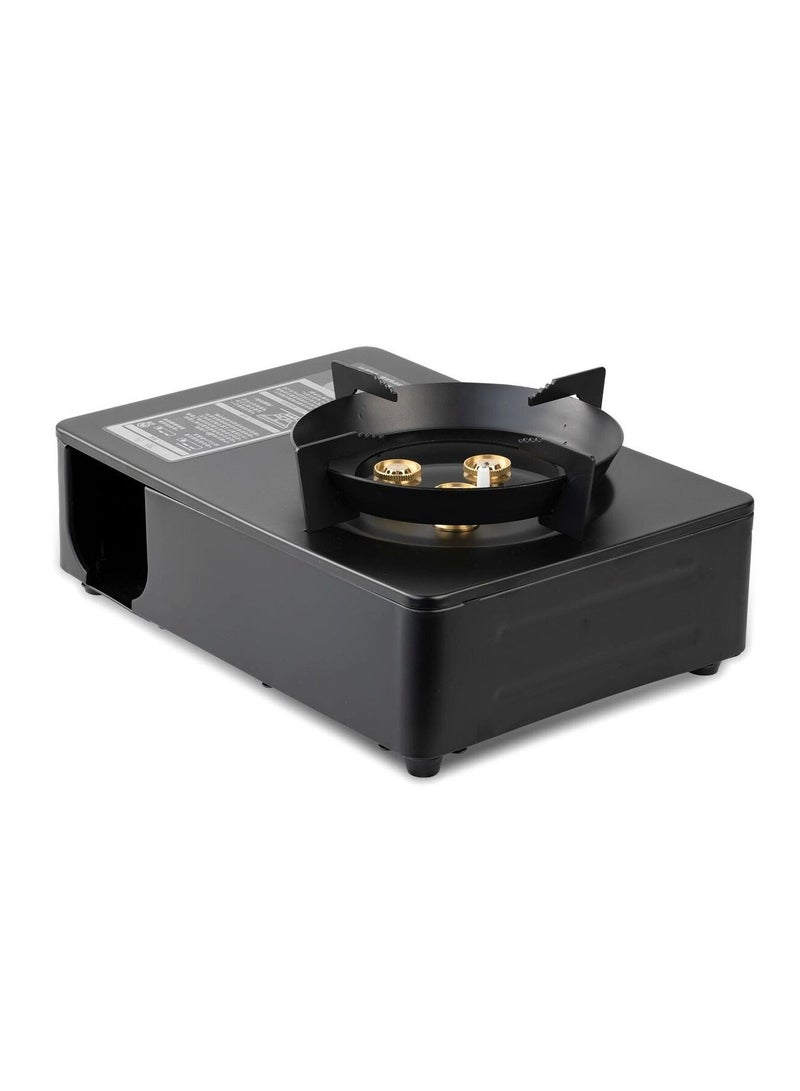Macon Portable Single Burner Butane Gas Stove (Black),Compact Outdoor Camping Cooker ,Auto Ignition, Windproof Design, Safety Shut-Off, Ideal for Home, Picnic, Hiking & Travel - Image 1
