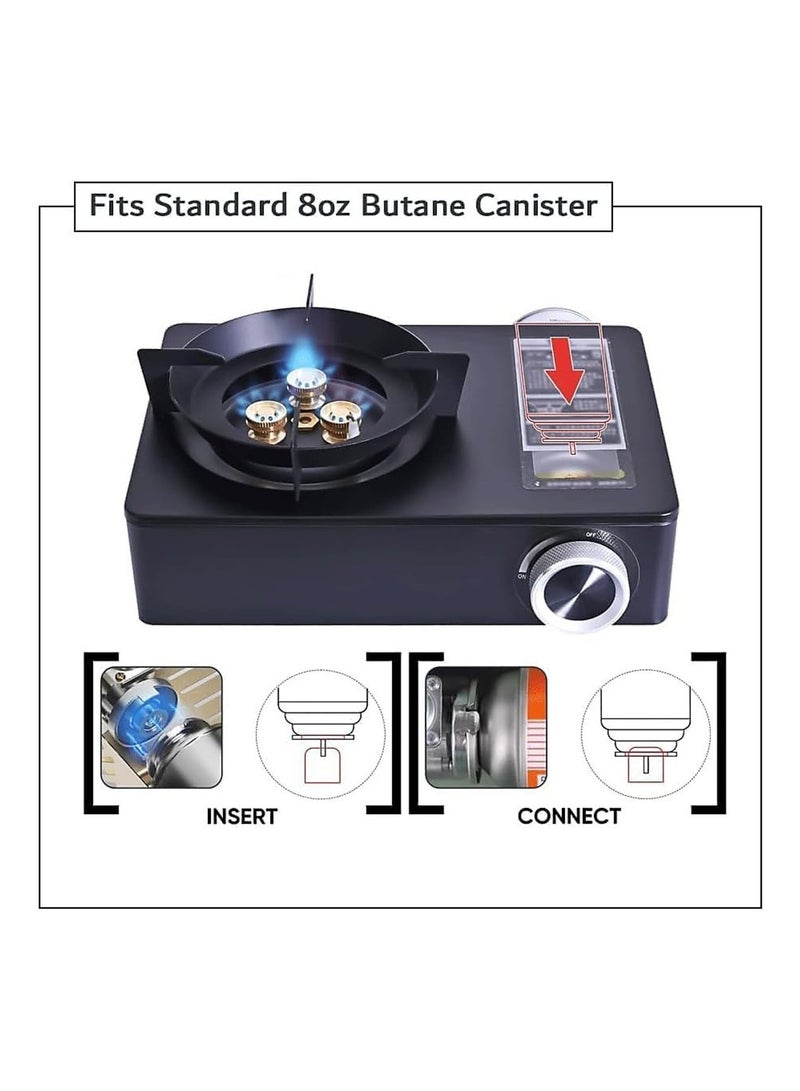 Macon Portable Single Burner Butane Gas Stove (Black),Compact Outdoor Camping Cooker ,Auto Ignition, Windproof Design, Safety Shut-Off, Ideal for Home, Picnic, Hiking & Travel - Image 4