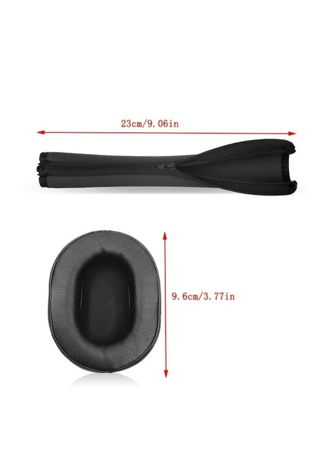 Black Ear Cover Headband Protective Pad Set for ATH MSR7 M50X M40 M50 Headphones - Image 3