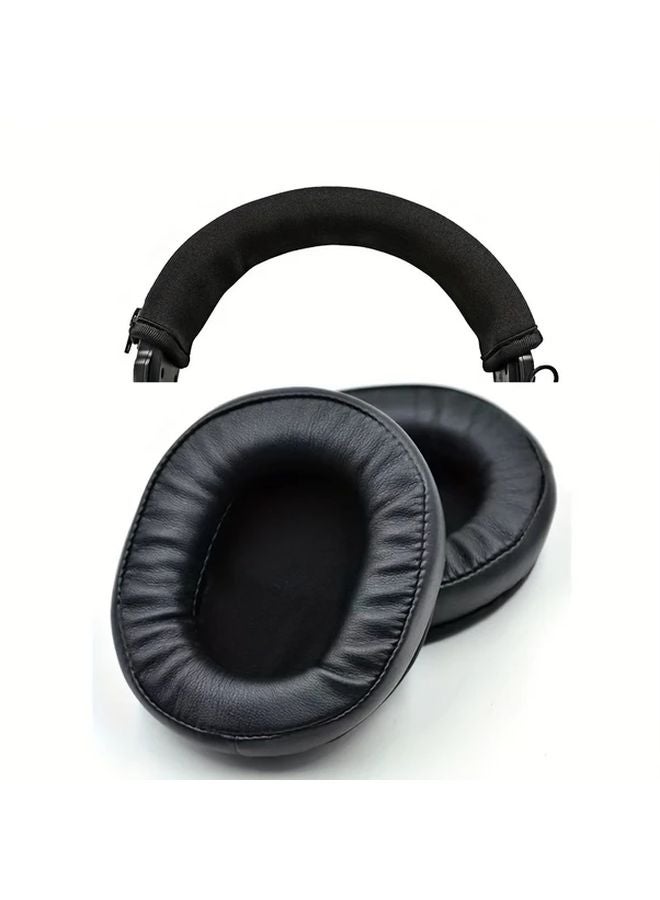 Black Ear Cover Headband Protective Pad Set for ATH MSR7 M50X M40 M50 Headphones - Image 1