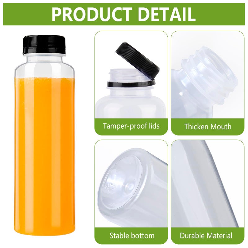 zmybcpack 12 Pack 500 Ml PP Heat-Resistant Plastic Juice Bottles With Caps-Plastic Smoothie Bottles-Reusable Bulk Beverage Containers with Lids For Juice, Beverage(Dishwasher Safe) - Image 5