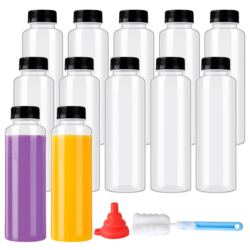 zmybcpack 12 Pack 500 Ml PP Heat-Resistant Plastic Juice Bottles With Caps-Plastic Smoothie Bottles-Reusable Bulk Beverage Containers with Lids For Juice, Beverage(Dishwasher Safe) - Image 1