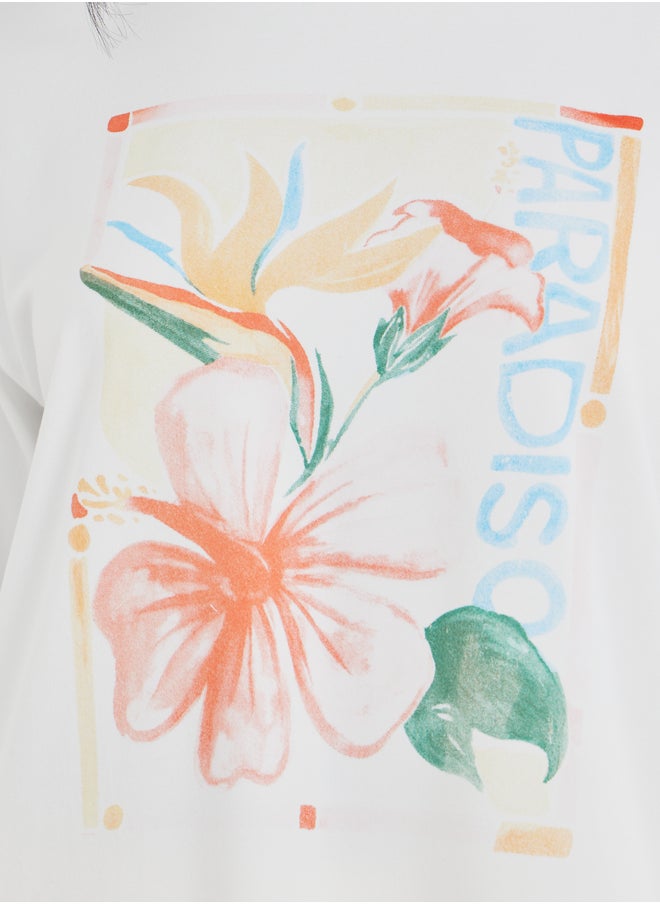 Take Two Take Two Graphic Print Round Neck Oversized T-Shirt  - Image 4
