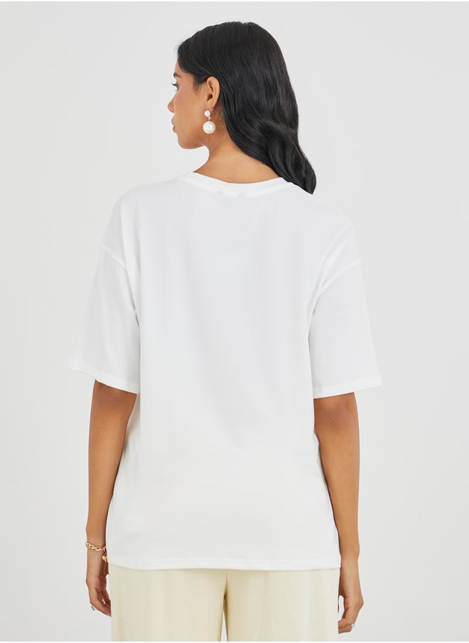Take Two Take Two Graphic Print Round Neck Oversized T-Shirt  - Image 5