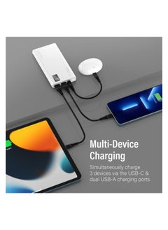 Generic Power Bank, Universal 10000mAh Ultra-Slim Portable Charger, 10W USB-C Input/Output Port, Dual USB, LED, Over-Heating Protection for iPhone 13/14, Galaxy, iPad, Bolt-10Pro - White  - Image 3
