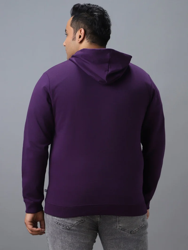 Urbano Fashion  Urbano Plus Men's Purple Cotton Solid Zippered Hooded Neck Sweatshirt for Men | Best Price UAE