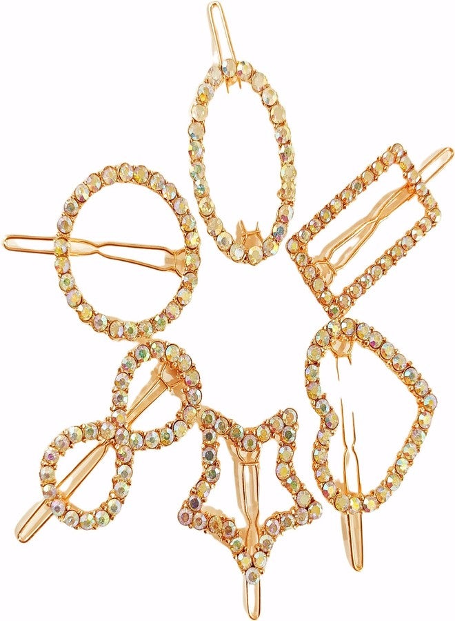 DealFry Korean Fashion Brown Rhinestone Crystal Hair Clips for Women/Girl, geometric shape Snap Barrettes Handmade studded diamond hairpin Headwear Accessories Styling Tool for Party Wedding (6 Pcs) - Image 4