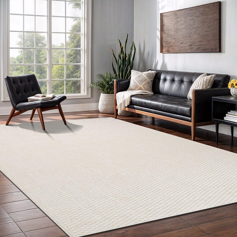 Luul Home Easy Jute Rugs 4x6 White Color Living Room Indoor Outdoor Area Rug for Farmhouse Patio and Kitchen Rug High Traffic Washable Easy to Clean Solid Boho Woven Design Outside Carpet (4 x 6) - Image 4