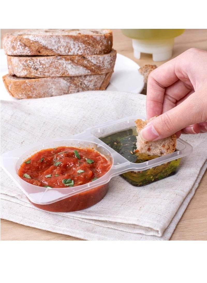 Generic - Double Compartment Condiment Container with Lids, Clear Plastic Portion Cups, Travel Snack Containers for Condiments or Dips, 2 Compartment Condiment Containers (20PCS) - Image 1