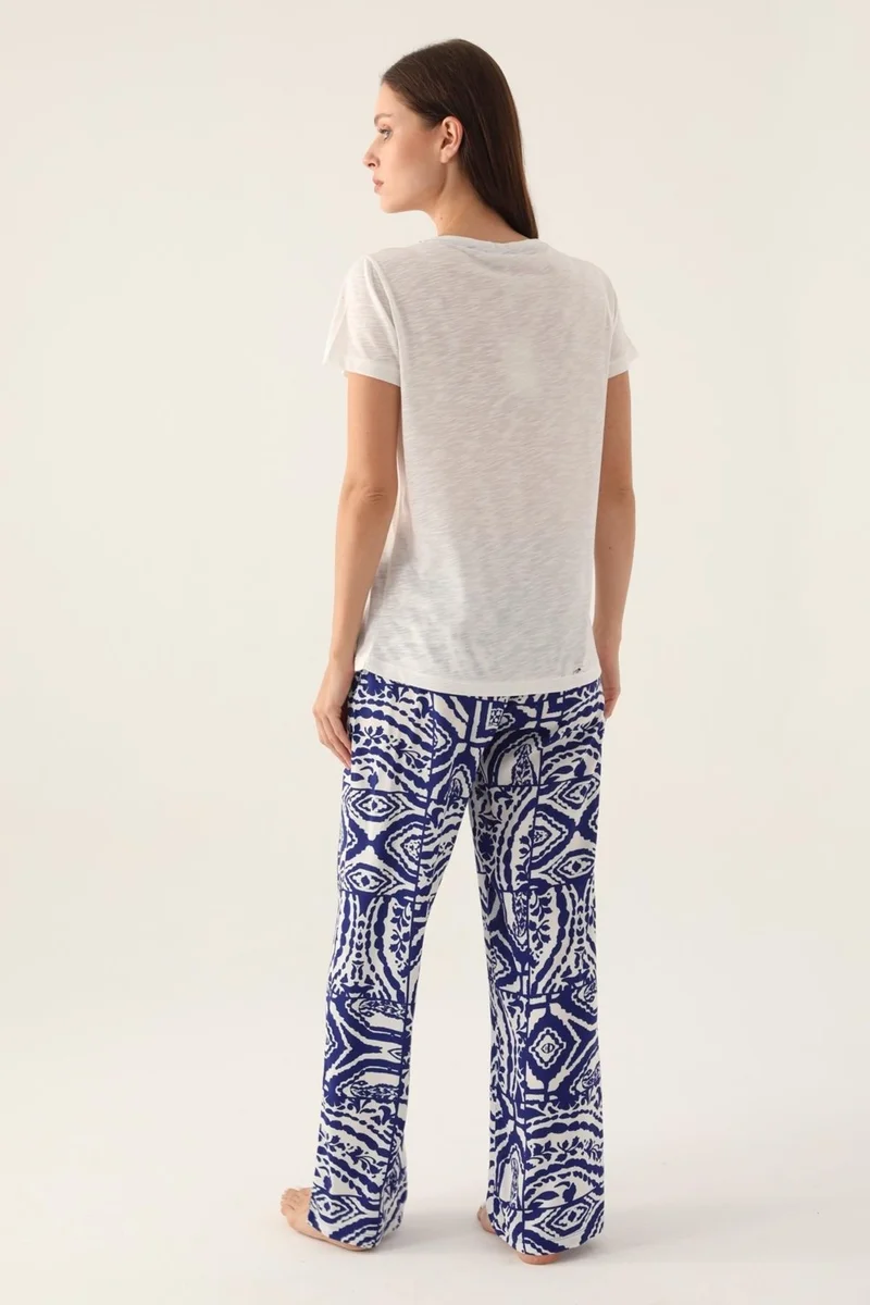 Arnetta Printed Side Pocket Women's Pajama Set, Cotton