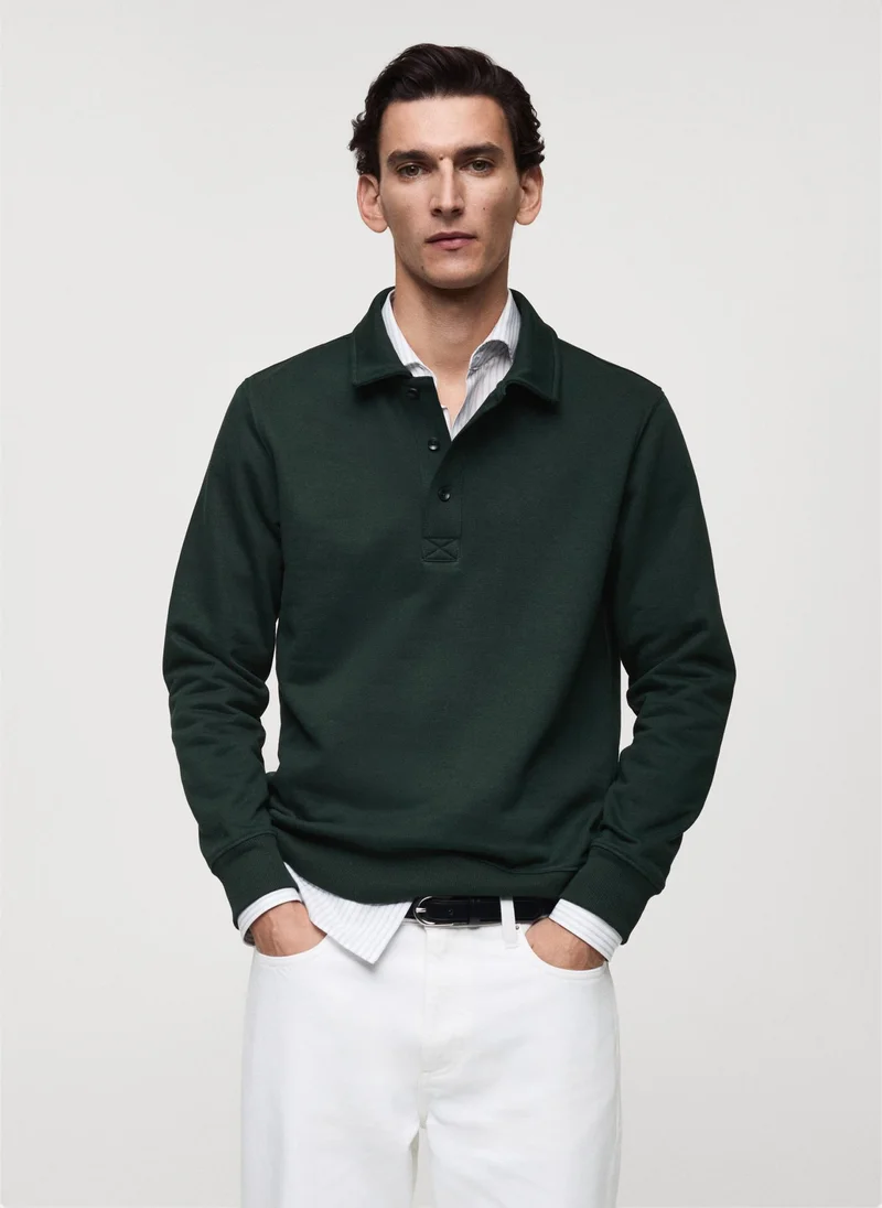 Mango Man Bola Polo Neck Half Zip Detailed Pullover Sweatshirt