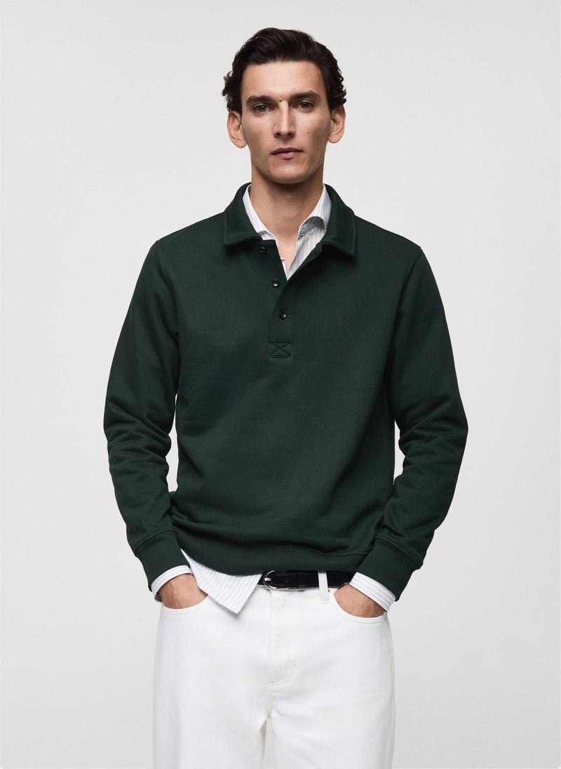 Bola Polo Neck Half Zip Detailed Pullover Sweatshirt