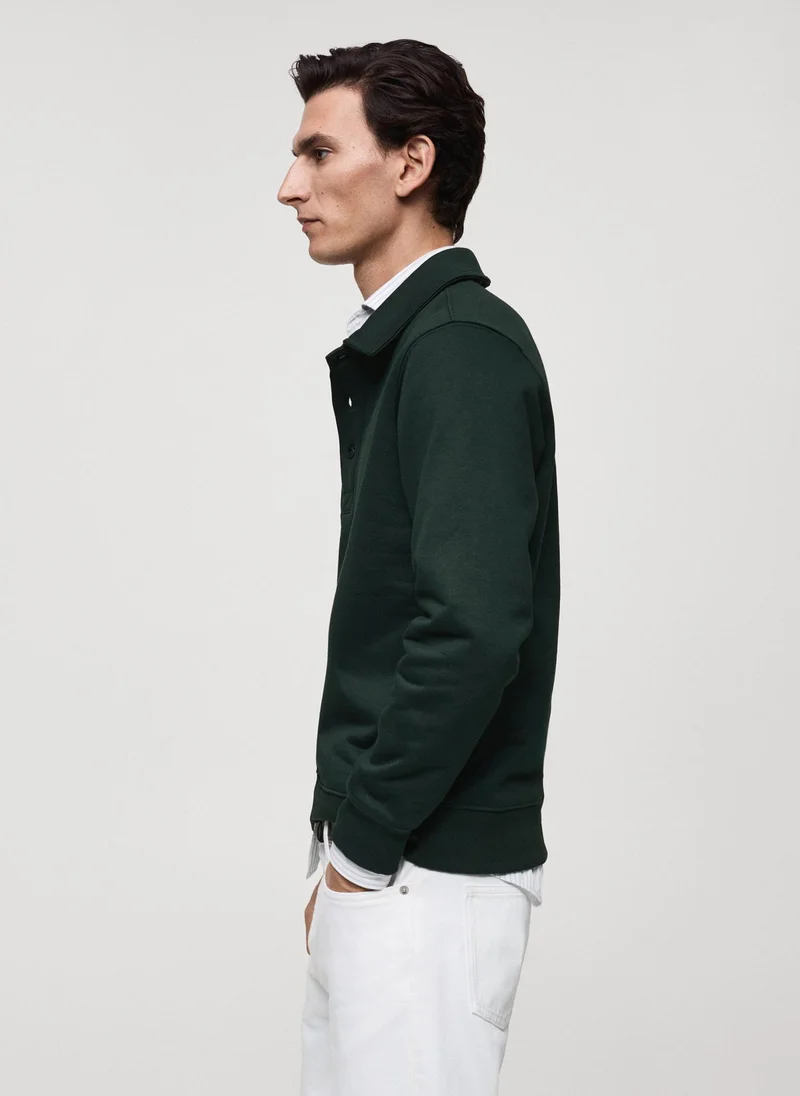 مانجو مان Bola Polo Neck Half Zip Detailed Pullover Sweatshirt