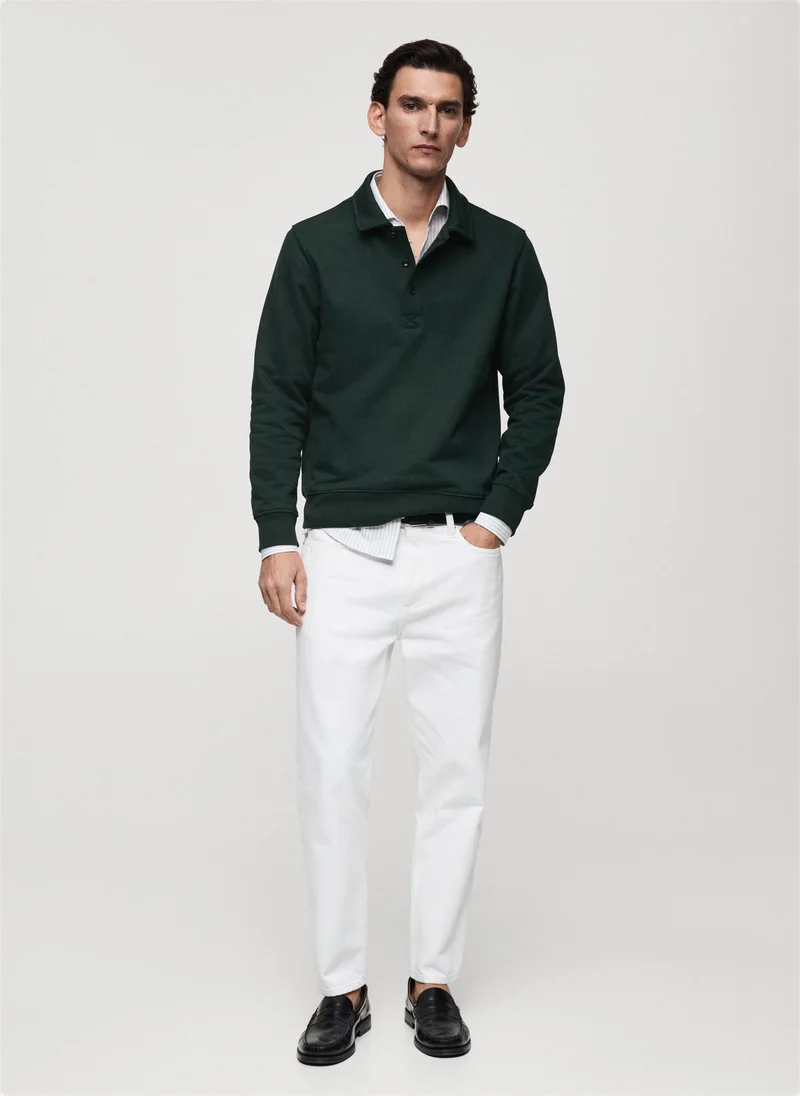مانجو مان Bola Polo Neck Half Zip Detailed Pullover Sweatshirt