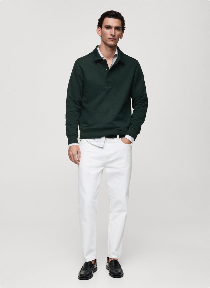 Bola Polo Neck Half Zip Detailed Pullover Sweatshirt