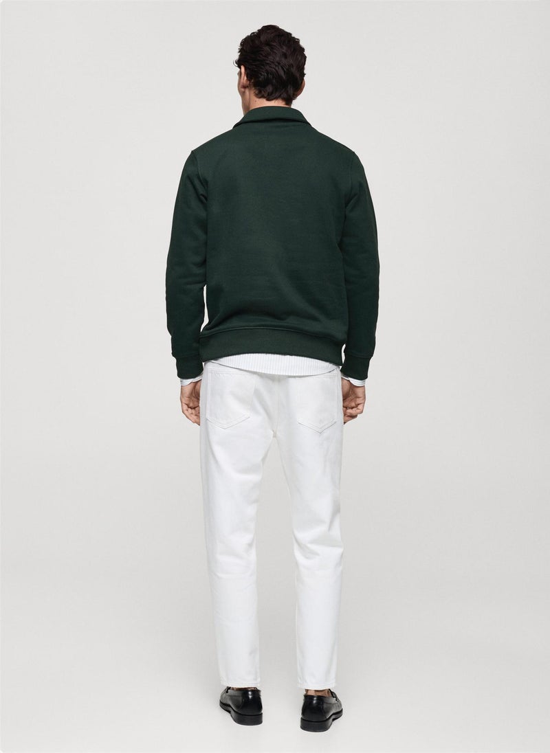 Bola Polo Neck Half Zip Detailed Pullover Sweatshirt