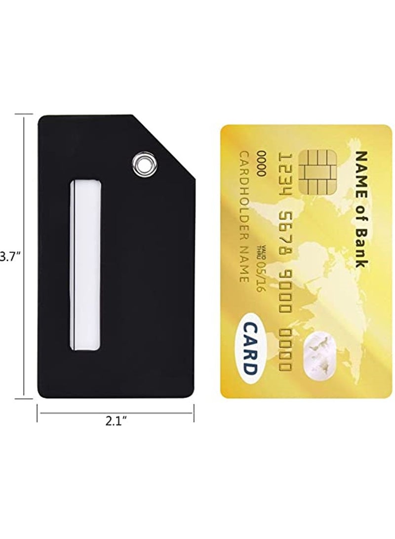 5 Pack Silicone Luggage Tags with Name ID Card - Quick Spot Anti-Lost Tags for Suitcases, Personalized Travel Accessories with Stainless Steel Loop (Black) - Image 4