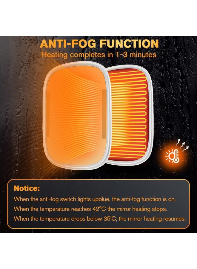Showvigor Men's Fogless Shaving Mirror with LED Lights - Rechargeable Wall Mounted Bathroom Mirror No-Drilling with 2 Razor Holders &Detachable Suction Cups Waterproof Anti-Fog Grooming Mirror for Men - Image 5