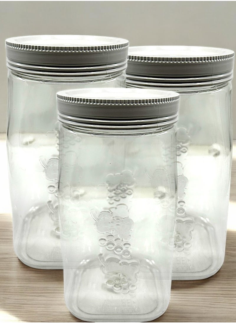 JAYPEE 3 Piece Plastic Food Storage Container Set 1000ml- Airtight Lids - Food Storage Box - Storage Boxes - Kitchen Cabinet Organizers - Plastic Food Container - Clear 3-Piece  - Image 1