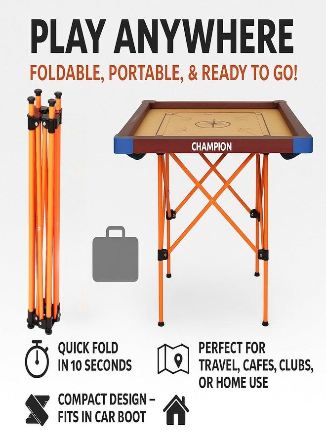 KNK Carrom Board Stand - Foldable, Height Adjustable, Professional Quality (Orange) - Image 2