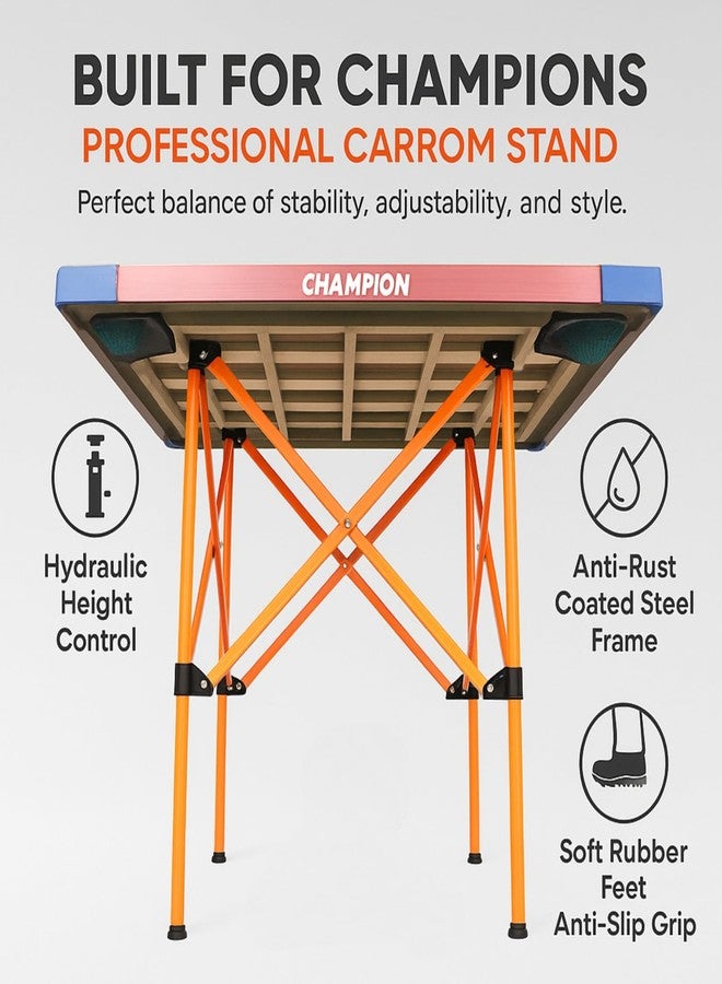 KNK Carrom Board Stand - Foldable, Height Adjustable, Professional Quality (Orange) - Image 3