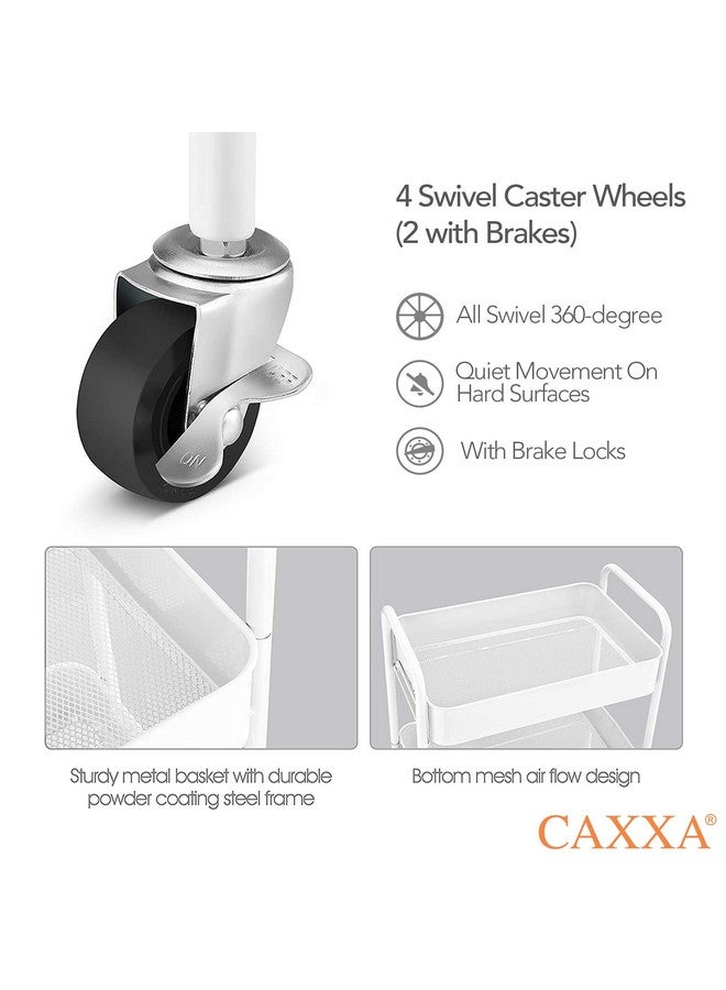 CAXXA 3-Tier Rolling Metal Storage Organizer - Mobile Utility Cart Kitchen Cart with Caster Wheels, White - Image 4