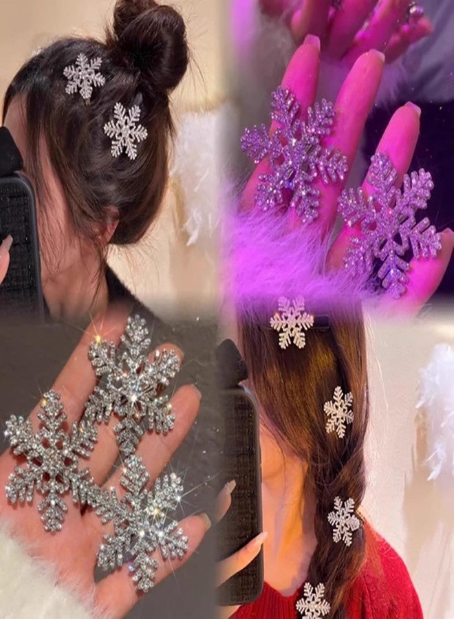 AUOCATTAIL Snowflake Rhinestone Hair Clips Crystal Winter Christmas Hairpin Barrette Wedding Bridal Ornaments Sweet Cute Pearl Jewelry Hairpin for Women Hair Accessories - Image 4