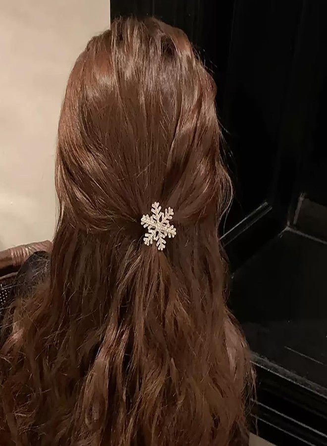 AUOCATTAIL Snowflake Rhinestone Hair Clips Crystal Winter Christmas Hairpin Barrette Wedding Bridal Ornaments Sweet Cute Pearl Jewelry Hairpin for Women Hair Accessories - Image 5