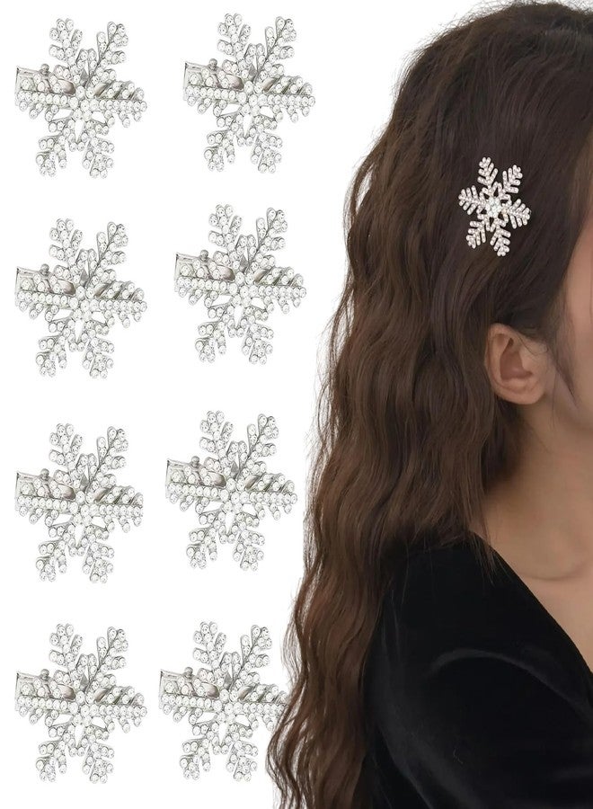 AUOCATTAIL Snowflake Rhinestone Hair Clips Crystal Winter Christmas Hairpin Barrette Wedding Bridal Ornaments Sweet Cute Pearl Jewelry Hairpin for Women Hair Accessories - Image 1