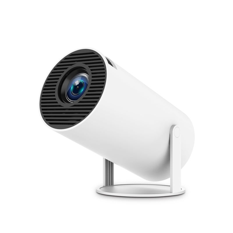 Premium Smart Portable Mini Projector Android 11 - Heavy-Duty 220 ANSI 4K/1080P Cinema Projector Set - Durable High-Density 180 Degree Rotation Auto-Keystone Correction LED Digital Video Projector with 5G Wi-Fi, Bluetooth 5.0 & Built-in Speaker (Sleek Modern White Cylindrical Space-Saving Profile, EU Plug) - Manual Multimedia Entertainment Sorting Convenience & Smart Home Facility Asset Management Template
