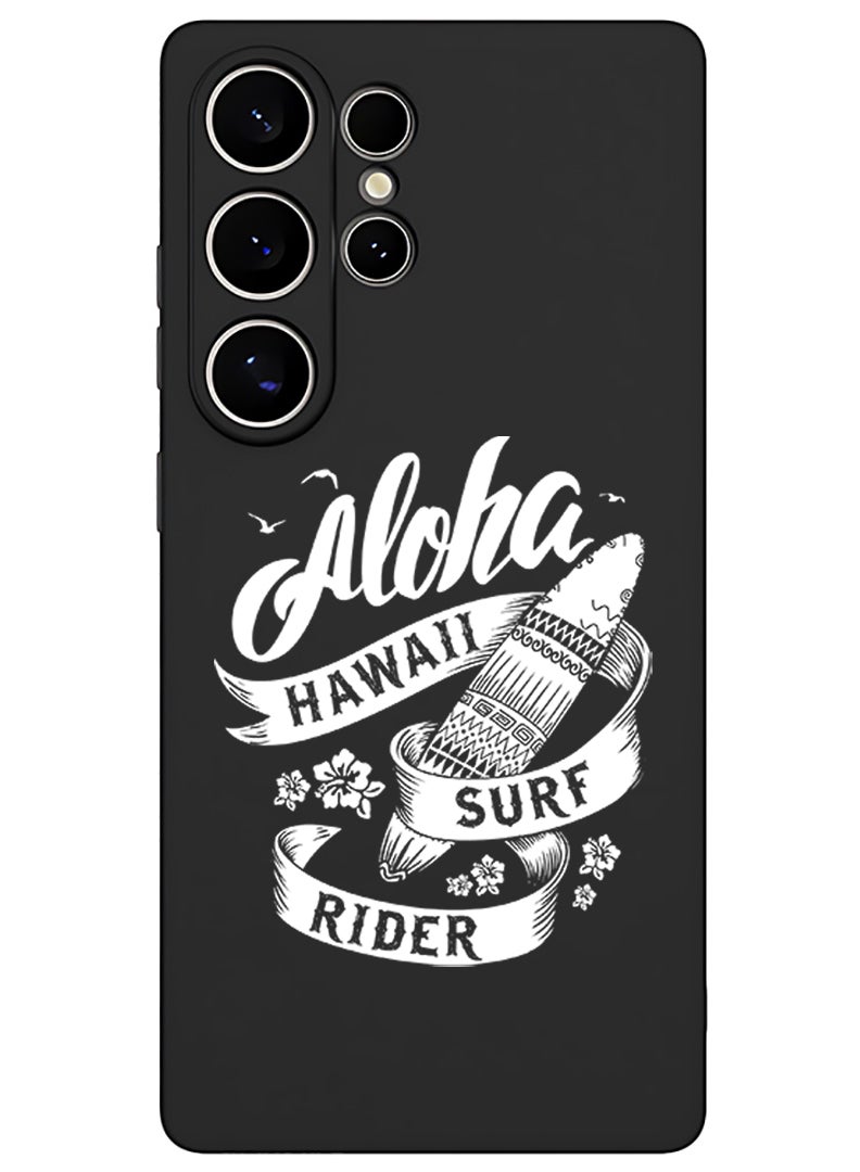 Theodor Protective Slim Fit Case Liquid Silicone Cover with Full Body Protection Anti-Scratch Shockproof Case For Samsung Galaxy S25 Ultra (Black) - Aloha hawaii Surf rider White - Image 1