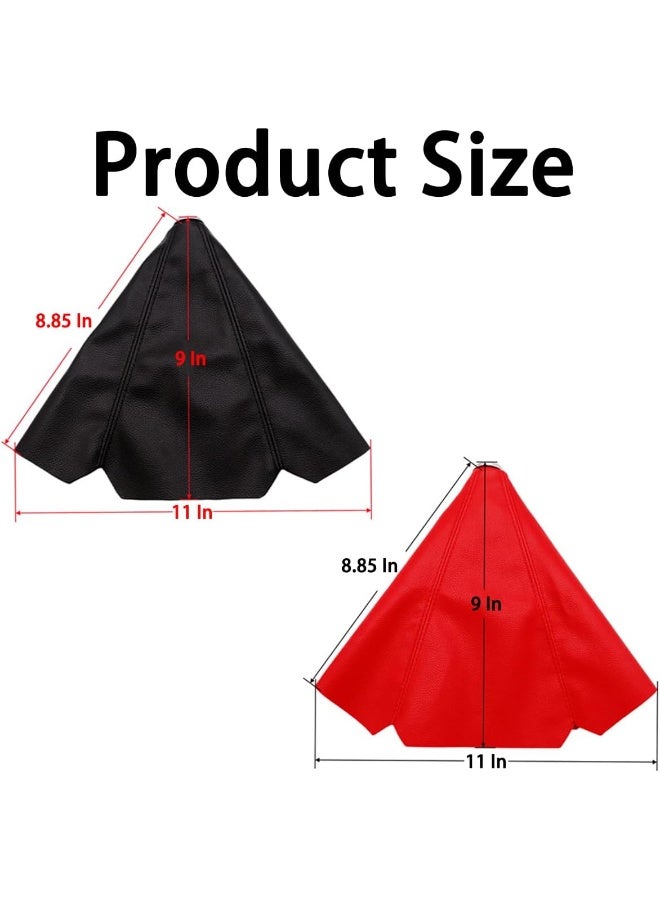 BESULEN Car Shift Boot Cover, Suede Leather Shift Knob Boot Dust Cover, Universal Manual/Auto Shifter Boot Sleeve Replacement, Handbrake Gaiter Boot Dust Cover Car Interior Accessories (Black/Red) - Image 2