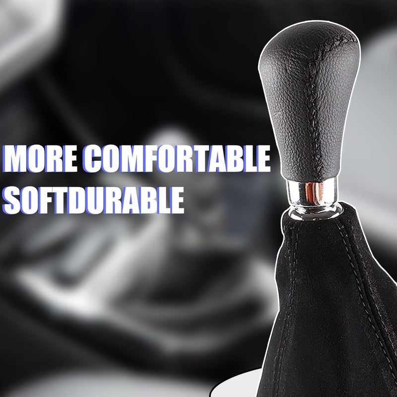BESULEN Car Shift Boot Cover, Suede Leather Shift Knob Boot Dust Cover, Universal Manual/Auto Shifter Boot Sleeve Replacement, Handbrake Gaiter Boot Dust Cover Car Interior Accessories (Black/Red) - Image 5