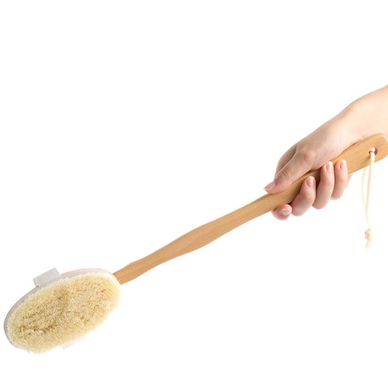 38.5cm long wooden handle bath brush, boar bristle scrub brush, back scrub brush, massage brush, back scrub brush, bath brush - Image 3