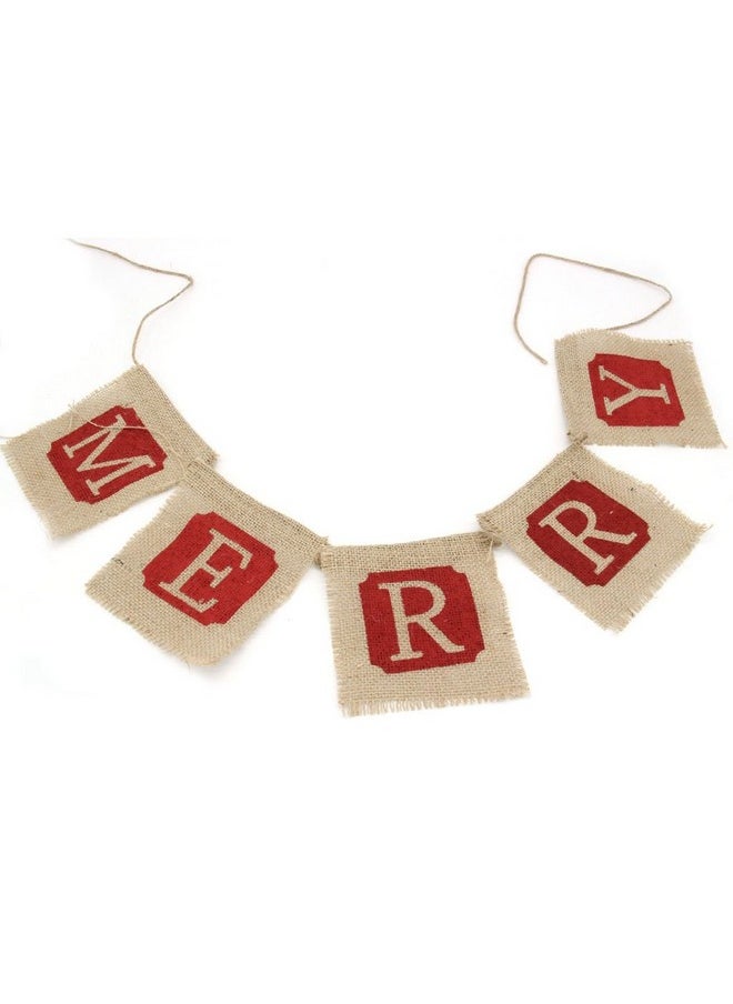 GOER GOER MERRY CHRISTMAS Burlap Banners Garlands for Xmas Party Decoration Photo Prop (Classic)  - Image 3