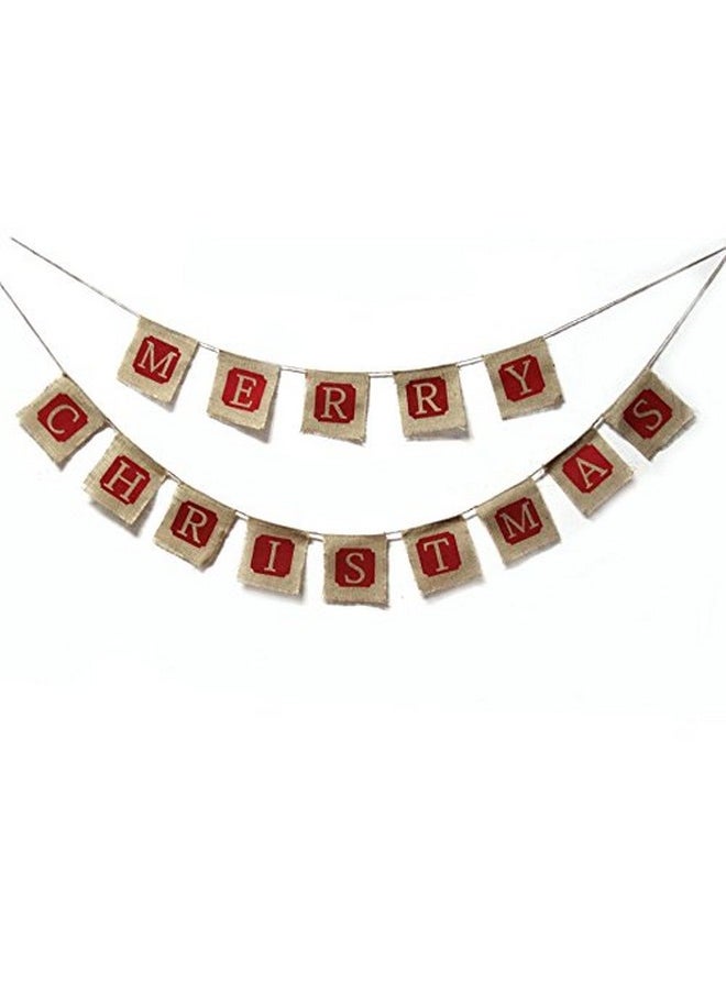 GOER GOER MERRY CHRISTMAS Burlap Banners Garlands for Xmas Party Decoration Photo Prop (Classic)  - Image 2