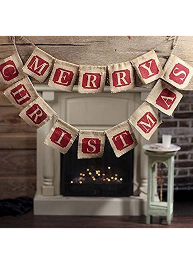 GOER GOER MERRY CHRISTMAS Burlap Banners Garlands for Xmas Party Decoration Photo Prop (Classic)  - Image 1