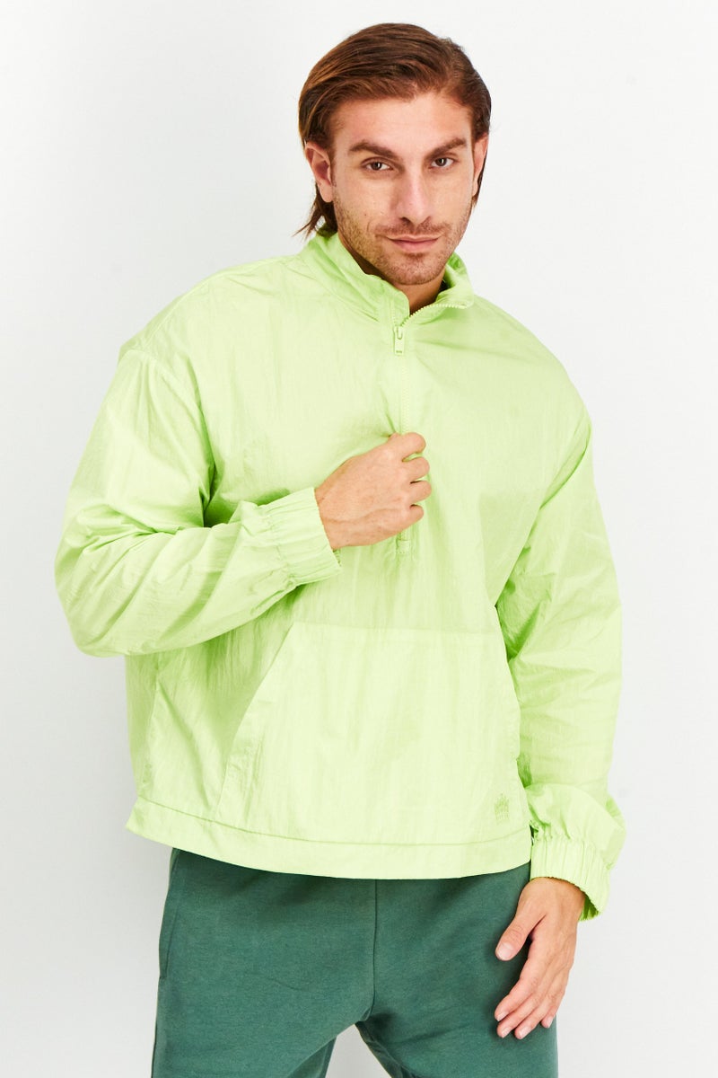 royalty Men Solid Wind Breaker Jacket, Yellow Green  - Image 1
